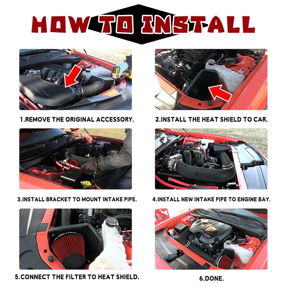 Cold Air Intake & Heat Shield for 2011-2023 Dodge Challenger Charger 3.6L V6 - Image 4 of 4