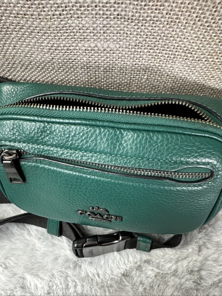 Coach Elias Mini Belt Bag Emerald Gunmetal Green Leather Crossbody CR190 - Image 2 of 4