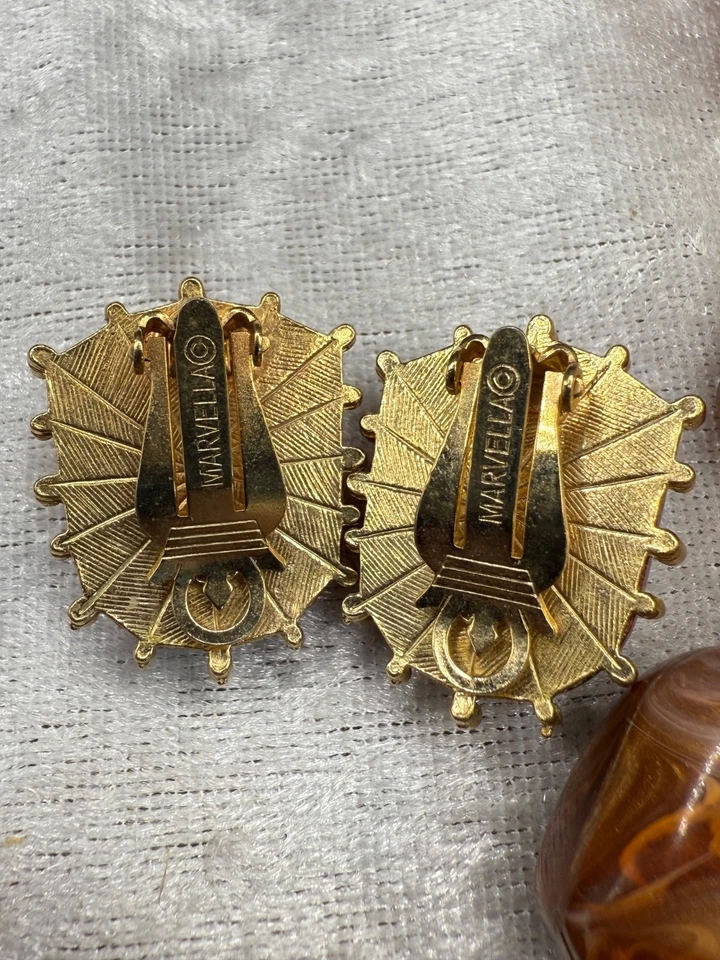 "Juego de pendientes collar Marvella vintage grueso naranja 15""" Foto 4 de 4