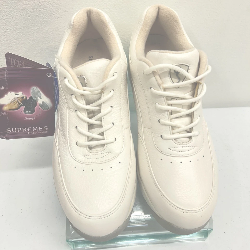 Supremes By Softspots нескользящий устойчивый женский размер 8 M белая кожа на шнуровке новый - Изображение 3 из 4