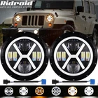 Pair 130W Black 7" Round Led Headlights for Jeep Wrangler 1997-2018 TJ LJ JK