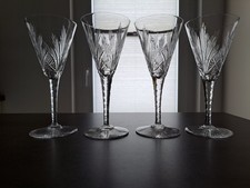 4x Prunkkelch antik groß Kelchglas mit Schliff Wein schwer 20 cm hoch