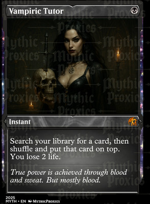 Vampiric Tutor Etched Style  High Quality Altered Art Custom Playtest Proxy Card