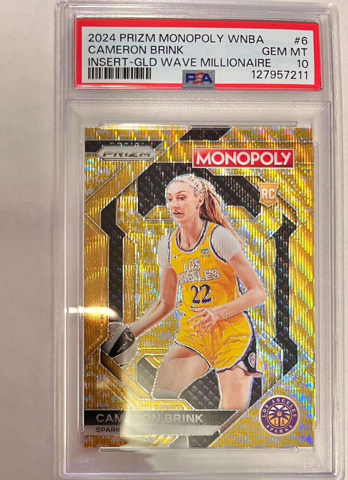 2024 WNBA Prizm Monopoly Cameron Brink Gold Wave Millionare #/10 PSA 10 (Pop 3)