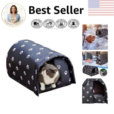 Warm Weatherproof Outdoor Feral Cat House   For 2 Medium Cats, Foldable Design