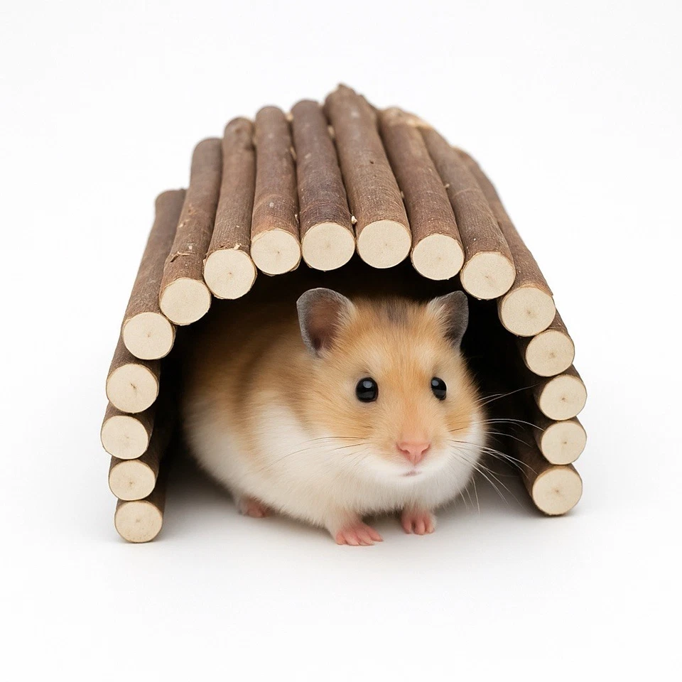 Juego de juguetes de madera natural de 10 piezas para hámsters y mascotas pequeñas Foto 2 de 4