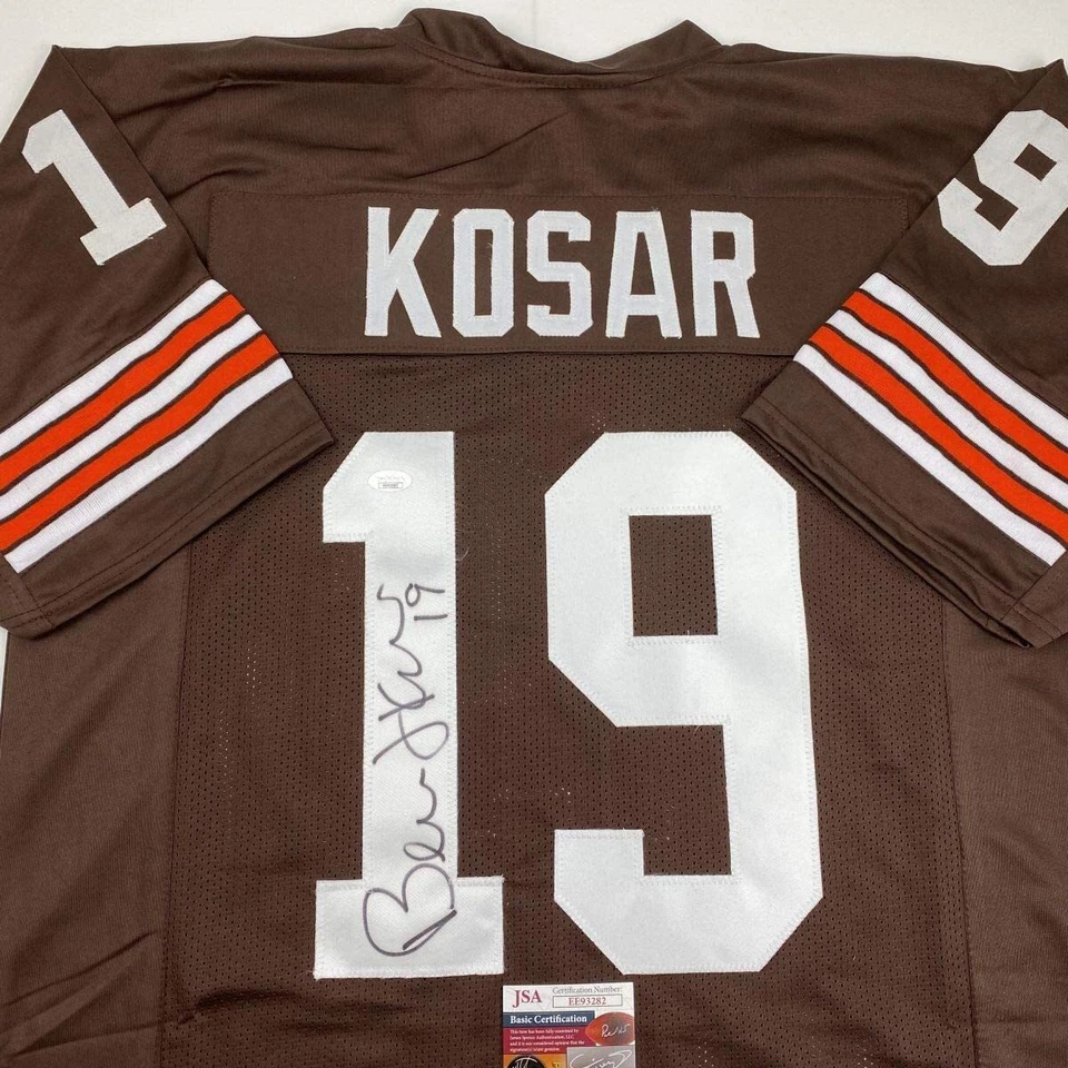 Camiseta de fútbol americano marrón autografiada/firmada de Bernie Kosar Cleveland certificado de autenticidad JSA automática Foto 2 de 4