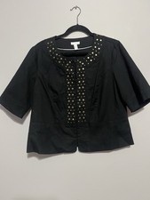 Charter Club Cotton Blend Black Jacket with Metal Details Large