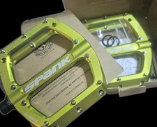 Spank Spoon 110 Pedals -- Platform Green Aluminum 110mm Wide Custom