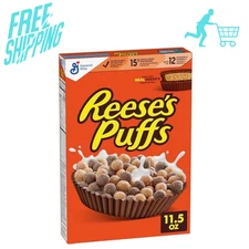 REESE'S PUFFS Breakfast Cereal, Chocolatey Peanut Butter Cereal, 11.5 oz