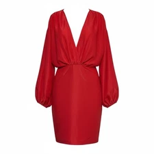 NWT Pretty Little Thing Plus Size UK 22, US 18 Red Glitter Wrap Dress Christmas