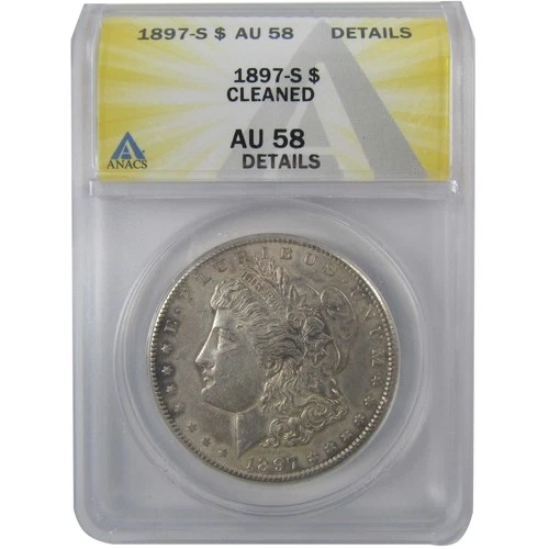 1897 S Morgan Silver Dollar AU 58 Details ANACS $1 Coin SKU:I24933