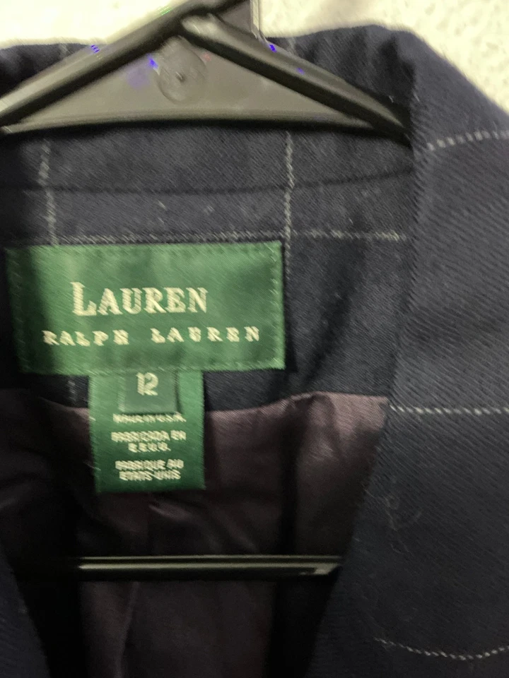 CHAQUETA AZUL VINTAGE RALPH LAUREN PARA MUJER PATRÓN VENTANA - TALLA 12 Foto 3 de 4