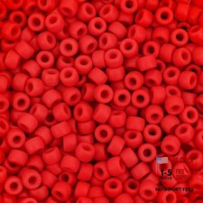 300PCs Silicone Pony Beads for Hair Braiding - 6x9mm Soft - Red