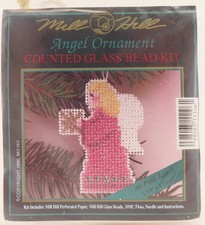 Counted Glass Bead Kit, Holiday Pink Angel Ornament, Mill Hill Brand A6, 1990 