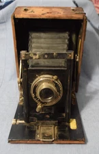 Antique 1904 Seneca Camera Black Bellows Plate Wood Case