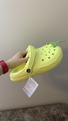 Neon Yellow Fur-Lined Crocs | eBay display picture 1