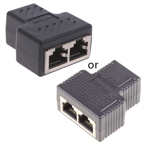 Ethernet Splitter Rj45 Cable Coupler 1 to 2 Female Adapter High Speed Internet