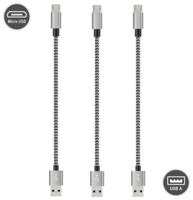 Short Micro USB to USB A - Fast Charger Cable, High Speed Data Charging Cords 3x