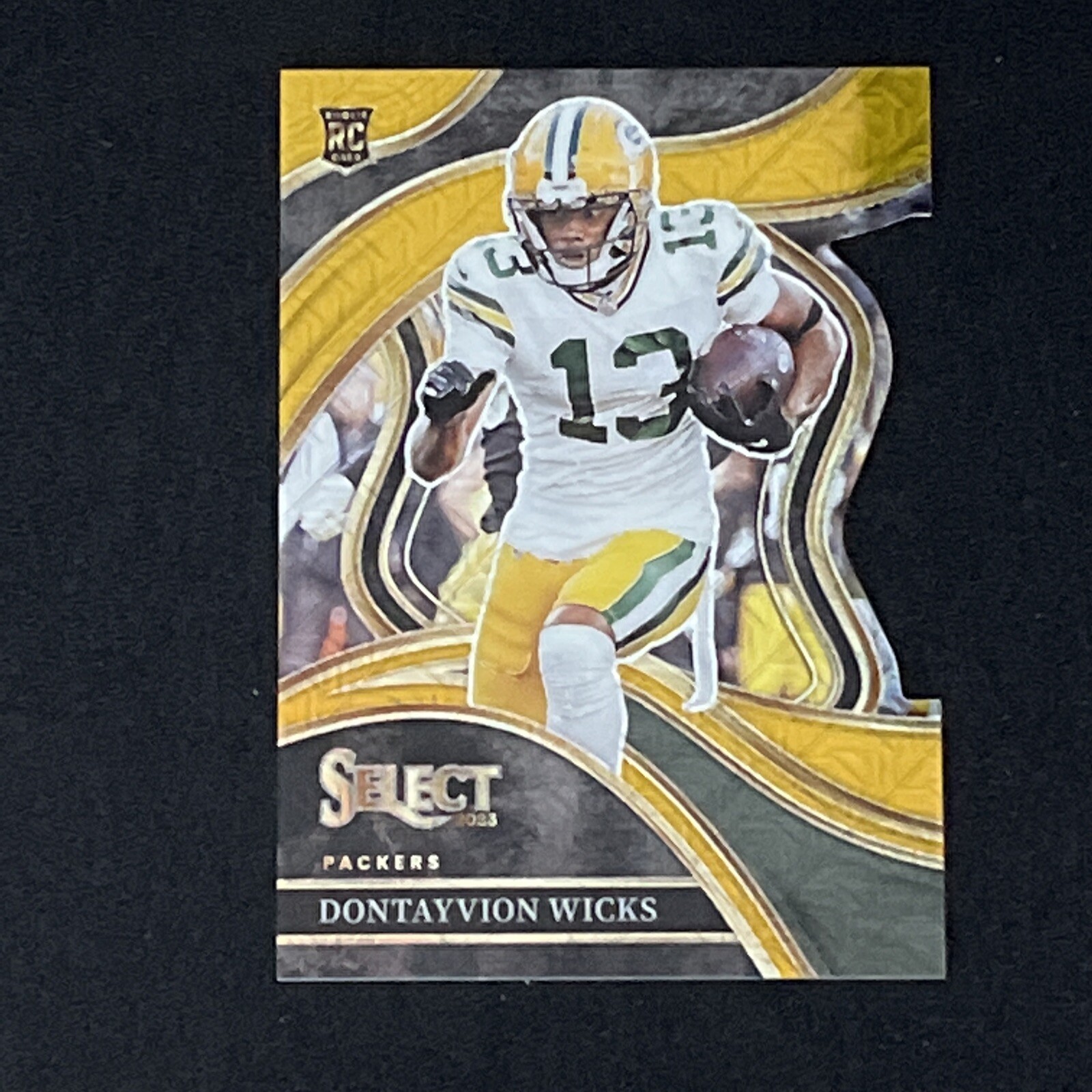 2023 Select - Club Level Gold Prizm Die -Cut Dontayvion Wicks 2/10 RC GB Packers