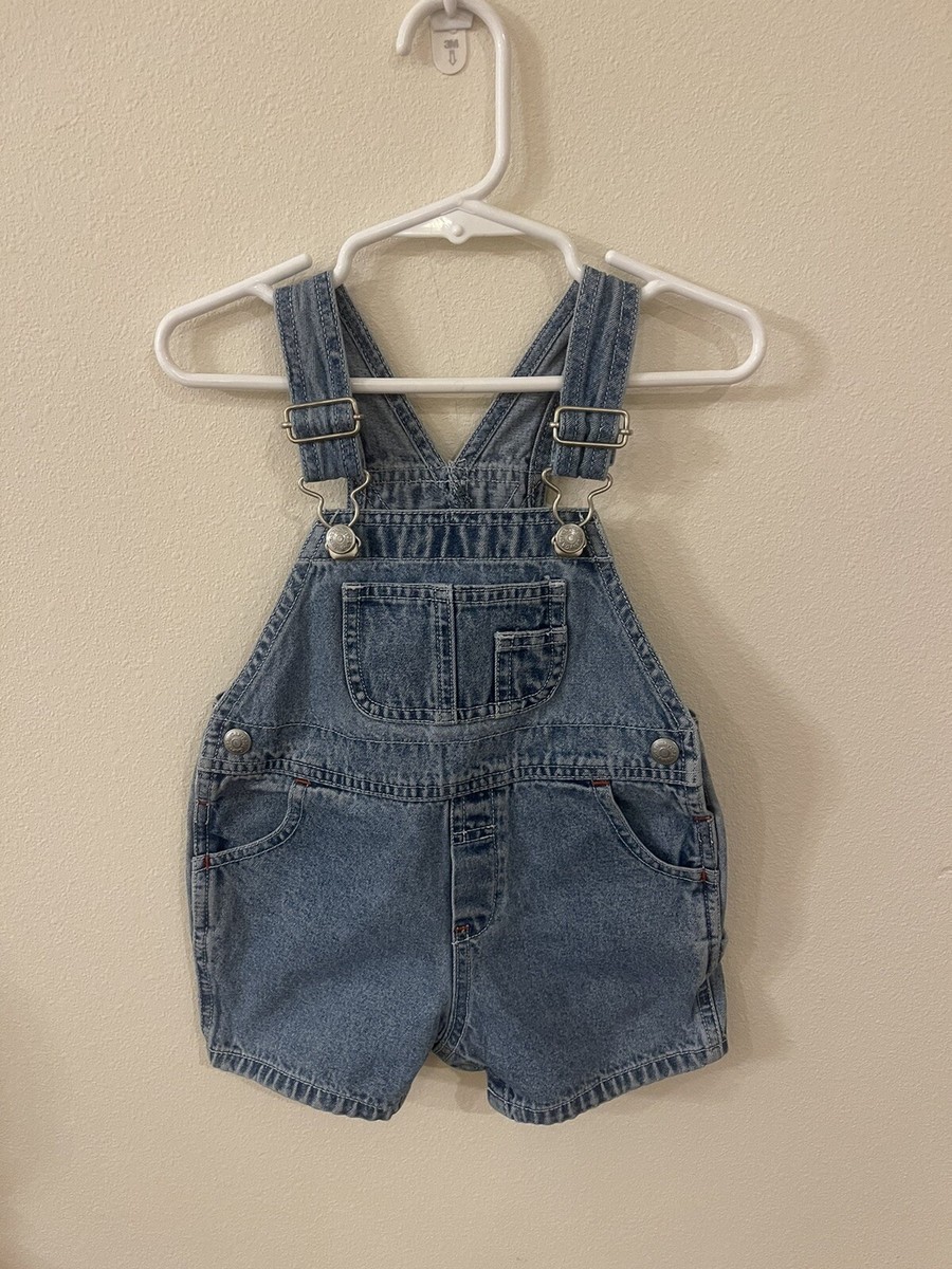 Vintage Baby Gap Jean Shortalls Blue Size 6-12 Months Perfect Fit
