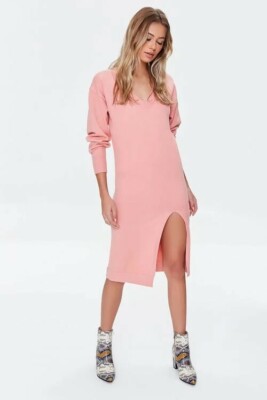 forever 21 pink sweater dress Sweater Midi Wrap Dress Black / XS