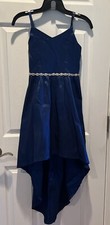 Rare Editions Girls Fancy Party Dress Dance Holiday 12 Blue Polyester Taffeta