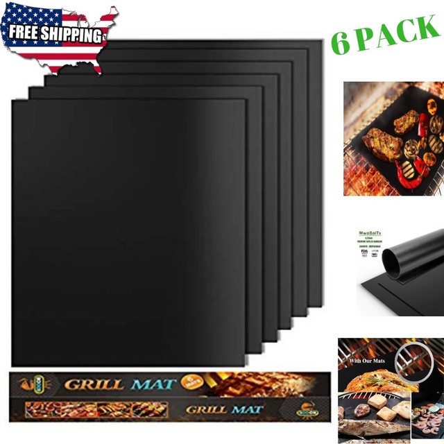 Bbq Grill Mat Reusable And Easy To Clean Dishwasher Safe Non Stick Set Of 6 For Sale Online Ebay
