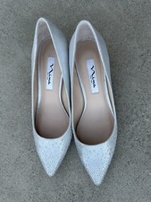 Nina New York Wedding Bridal Silver Pumps Heels SZ 8