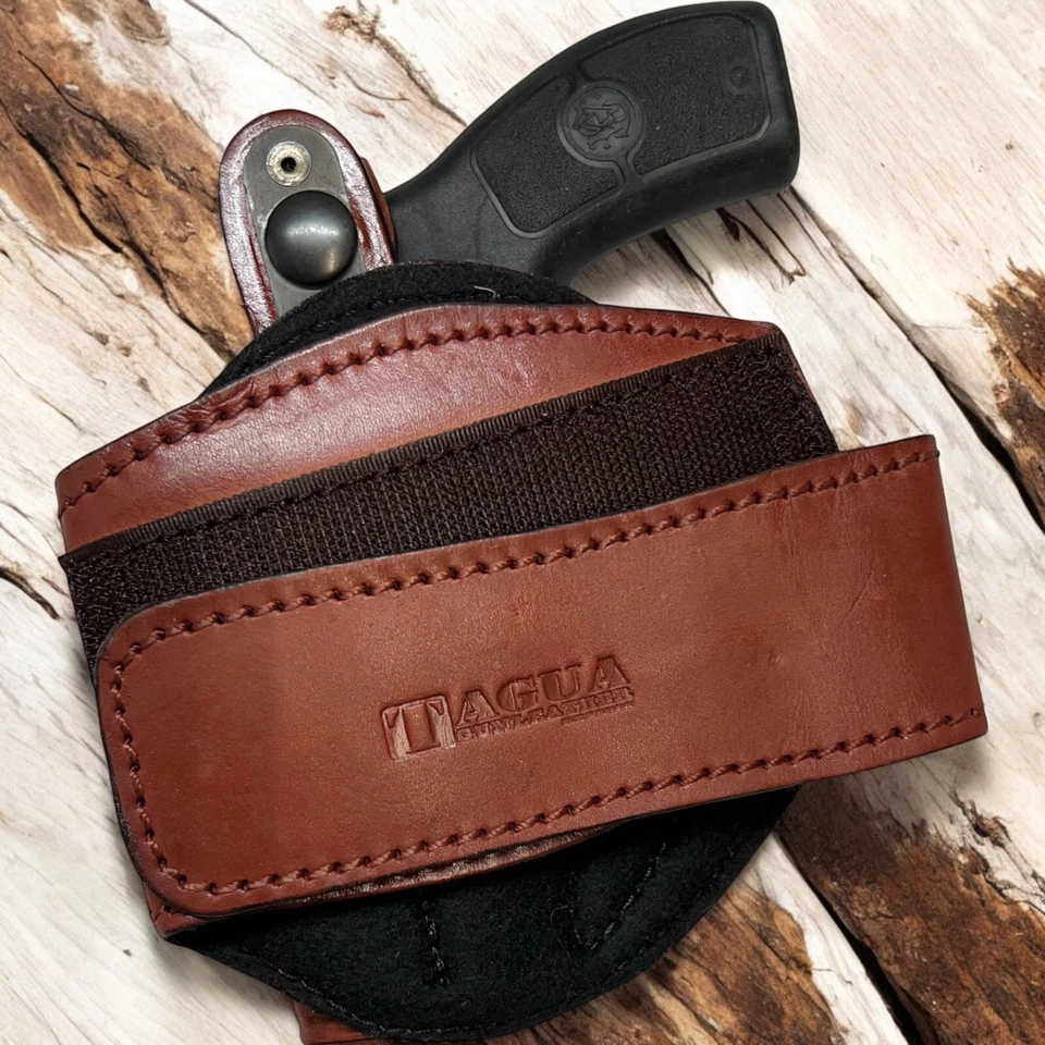 Funda al tobillo de cuero marrón para mano derecha para revólver S&W M&P BODYGUARD 38 Foto 3 de 4