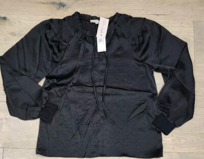 Philosophy Women's Size Small Black  Long Sleeve Polyester Blouse Cuffed 