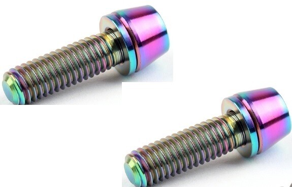 Rotor Ron V1.2 Conical Oil Slick Colored Titanium 3&times;8mm Motor Screws w/Washers