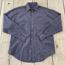 Bugatchi Uomo Long Sleeve Button Front Shirt Men's Large Blue