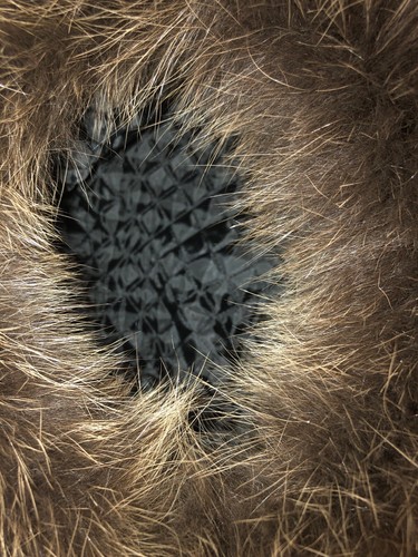 NWT DESIGNER DYED BROWN FOX FUR HAT BONNET LEATHER TOP One Sz. - Picture 4 of 4