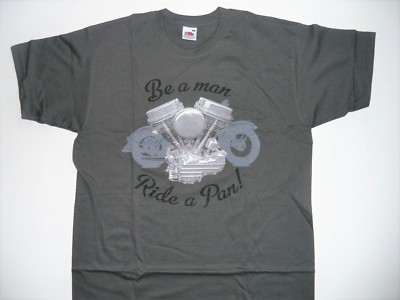 T Shirt Grau  V Twin Biker Chopper Oldschool & Motorendruck PAN