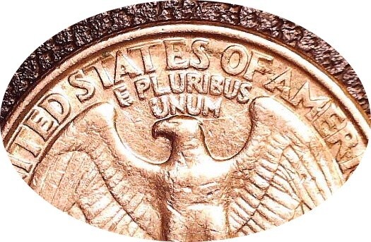 1995 P Washington Quarter with a Die Crack, behind Eagle