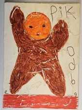 e9Art ACEO man with limbs splayed outsider art brut naive