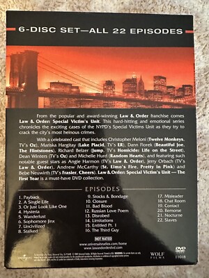 Law and Order - Special Victims Unit Season 1 DVD Box Set