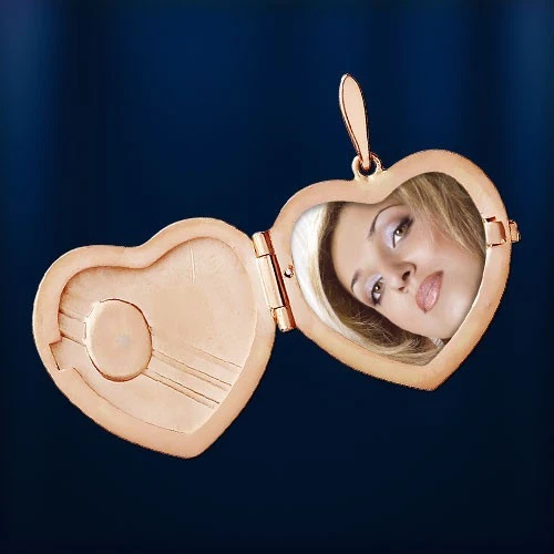 585 Rotgold 14kt Medaillon Anhänger Herz. FLEUR DE LIS. Herzmedaillon für Foto - Bild 3 von 3