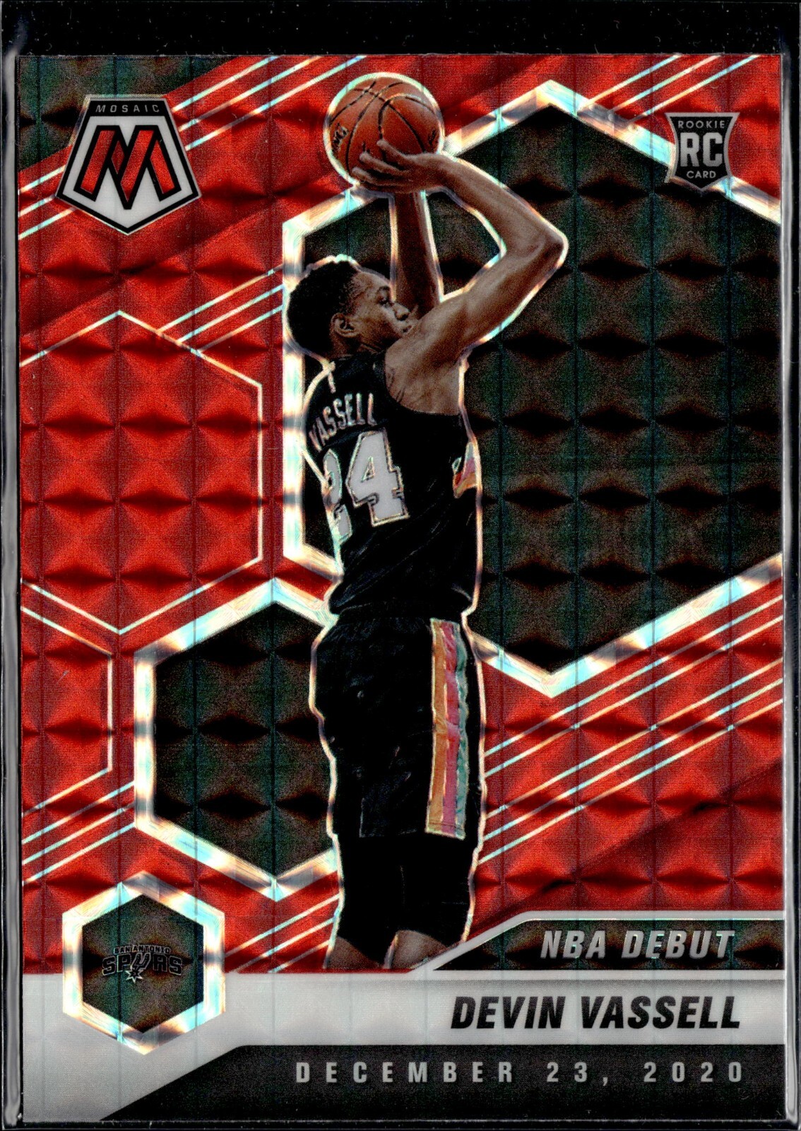 2020-21 Panini Mosaic RC Devin Vassell NBA Debut Red Mosaic #278 Spurs Rookie