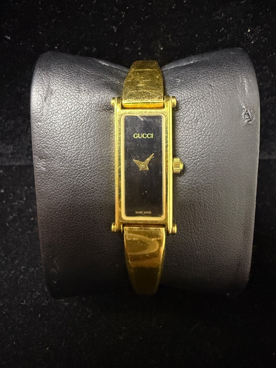グッチ時計 1500Lゴールド As-Is] Gucci 1500L Watch Ladies 12mm Vintage Gold Black Not tested