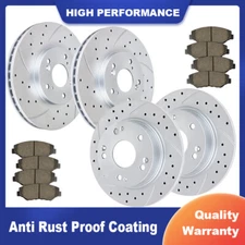 Front Rear Slotted Rotors Brake Pads Kits for 2009 2010 Honda Accord Acura TSX