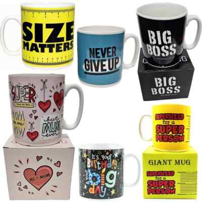 Neuheit Tasse XL riesig groß Zitat Mama Papa Freund Chef Tee Lattee Kaffee 900 ml
