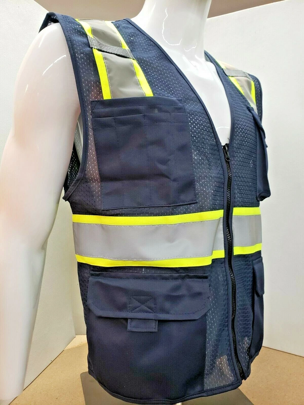 NAVY BLUE High Visibility Reflective Safety Vest (X-Small-3-XL) image 3