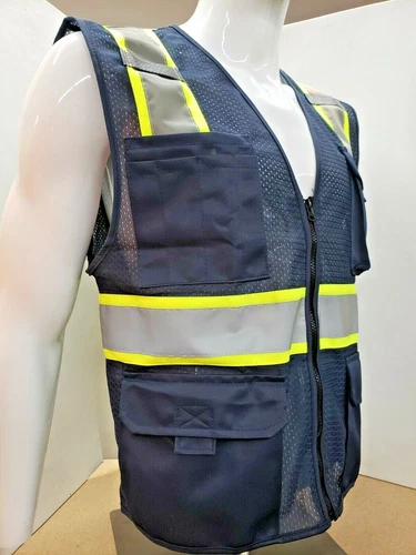 NAVY BLUE High Visibility Reflective Safety Vest (X-Small-3-XL) image 3