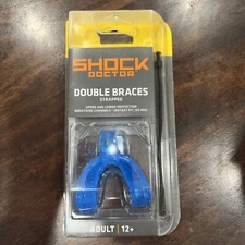 Shock Doctor Double Braces Mouthguard Strapless Adult 12+ Blue Football No Boil