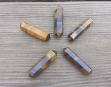 NATURAL TIGER EYE DOUBLE TERMINATED GEMSTONE CRYSTAL PENCIL POINT (ONE)