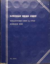 Set of 65 Lincoln Wheat Cents 1909-1940 in Whitman Folder 1-Good-AU Condition