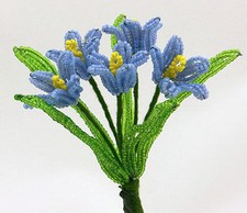 Vintage French Glass Beaded Blue Buttercups 5 Flower Bouquet