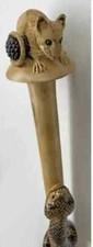 Wooden walking stick hand carved cobra Snake  Rat handmade wooden walking cane